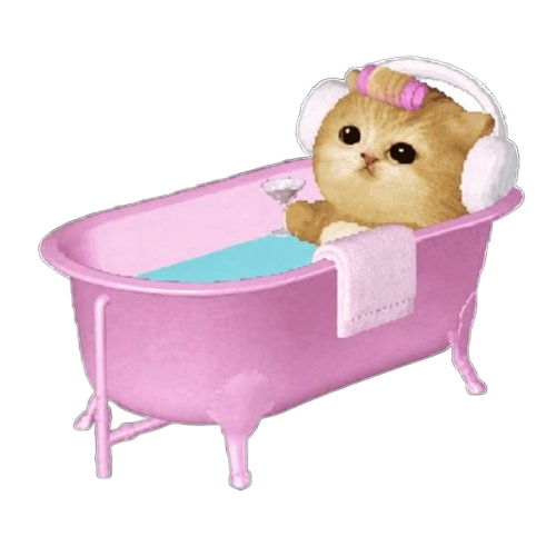 Bath Cat relaxing in a pink tub